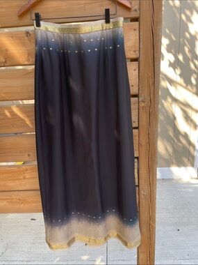 Martine Haute Couture Ombré Maxi Skirt Gold Metallic Trim - Size M / 8